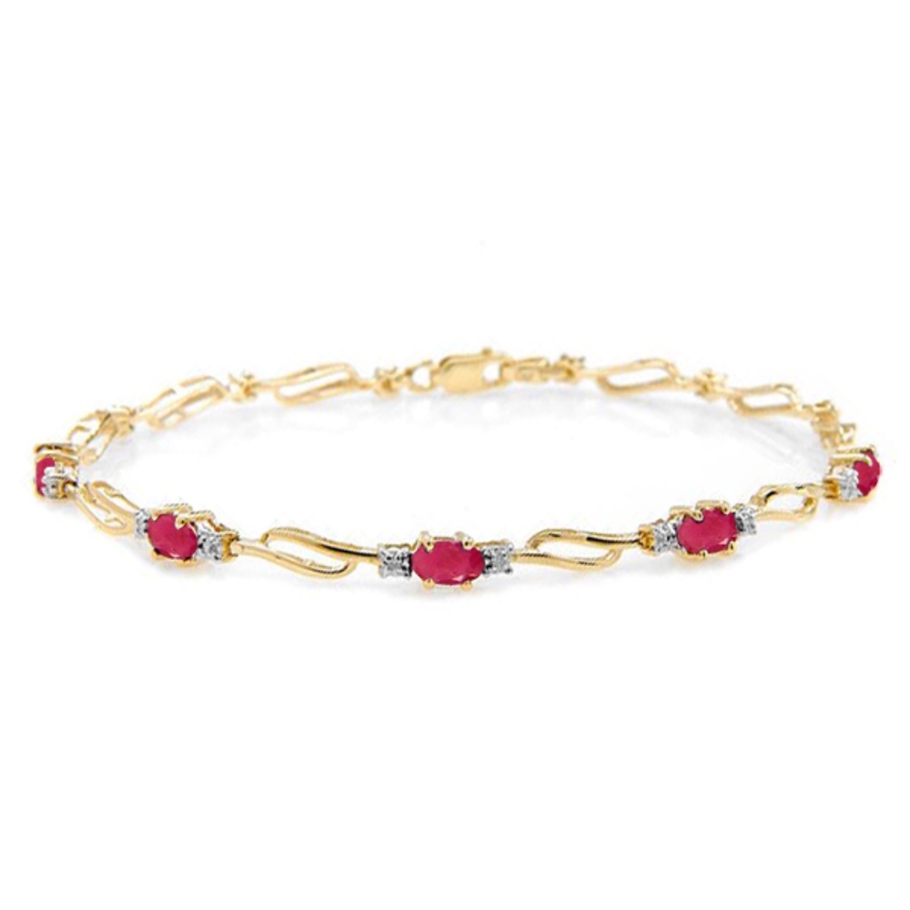 SOLID GOLD TENNIS BRACELET WITH RUBIES & DIAMONDS